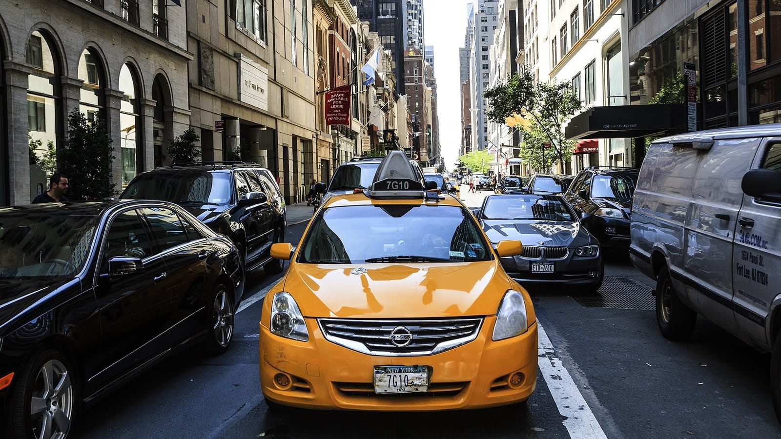 Traffic backed up along a busy Manhattan avenue during the afternoon rush